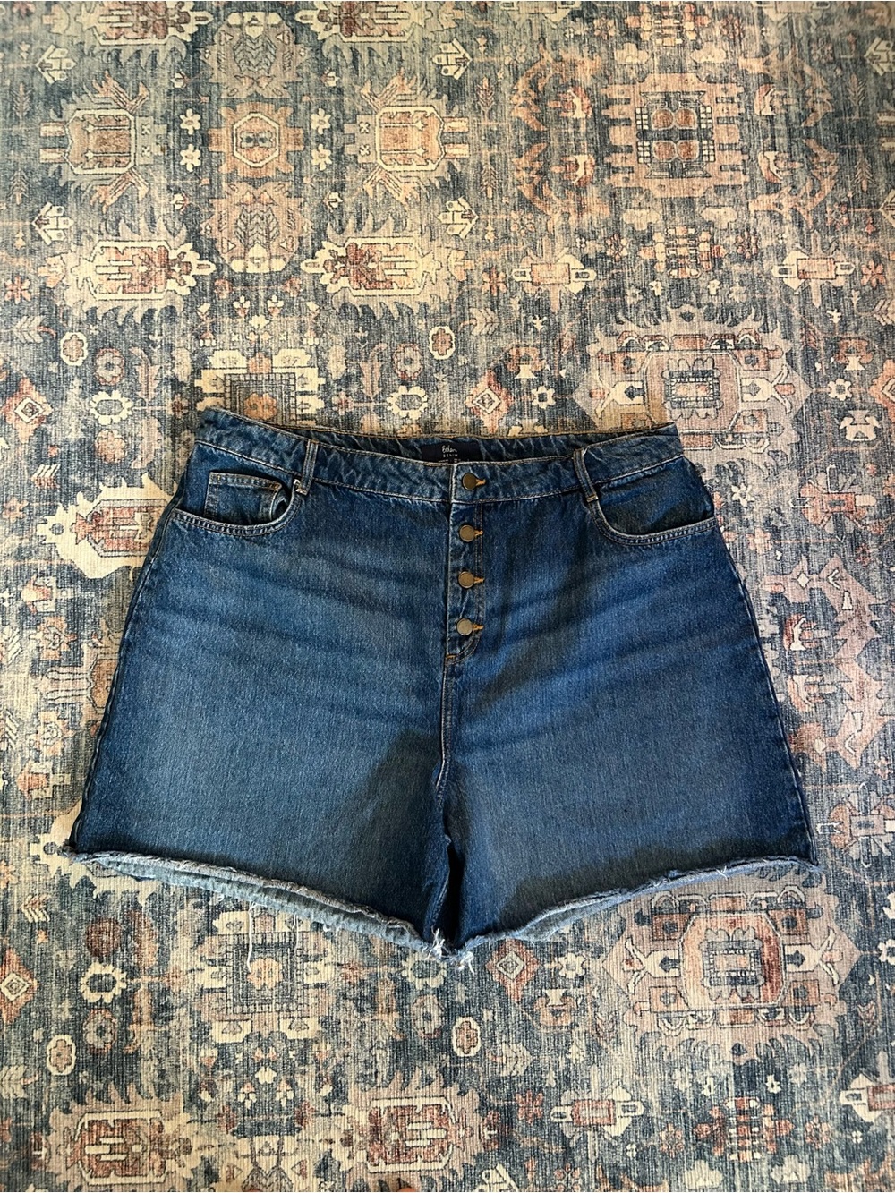 Boden Button Fly Denim Cut-Off Jean Shorts Raw Hem Blue 20/22